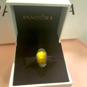 PANDORA Gold Crackle Murano Glass Charm